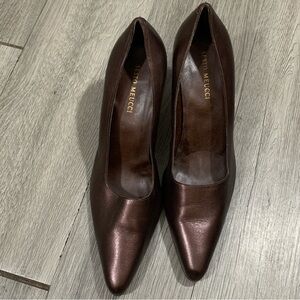 Sesto Meucci Brown Metallic Leather Heels Vintage Made in Italy Pumps size 12